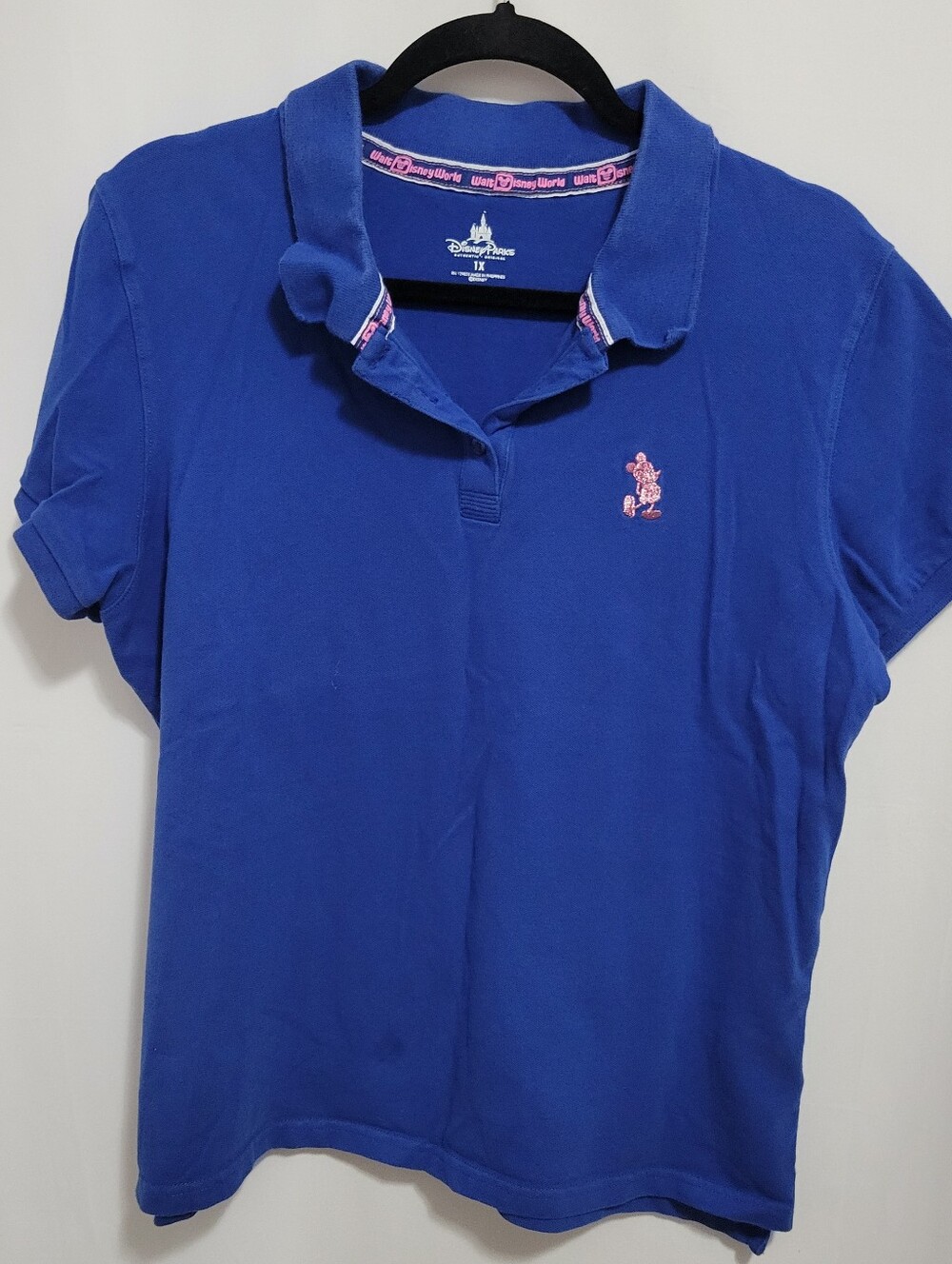 Disney Parks Royal Blue Polo with Pink Embroidered Mickey, Size 1X